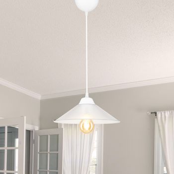 Lámpara Colgante Hereford 1 X E27 20 W Plástico Abs 7 X 26 Cm Blanco / Transparente [lux.pro]