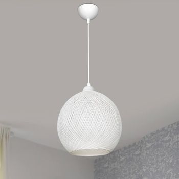 Lámpara Colgante Lisburn 1 X E27 20 W Metal/cuerda De Yute 22 X 22 Cm Blanco [lux.pro]