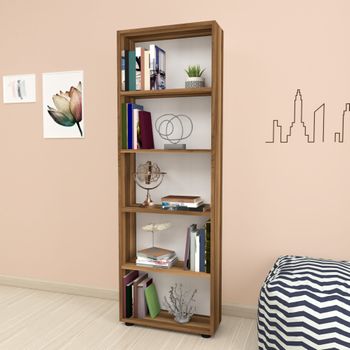 Librería Vara De 5 Niveles Aglomerado 172 X 55 X 20 Cm Nogal [en.casa]