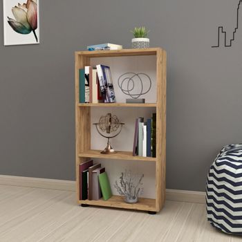 Librería Vara De 3 Niveles Aglomerado 106 X 55 X 20 Cm Roble [en.casa]