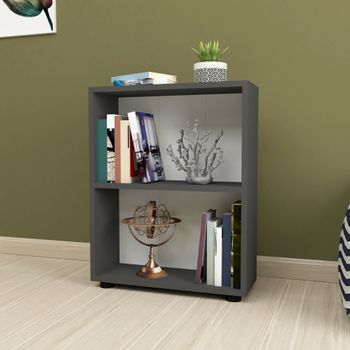 Librería Vara De 2 Niveles Aglomerado 72 X 55 X 20 Cm Antracita [en.casa]