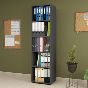 Librería Vara De 5 Niveles Aglomerado 178 X 49 X 30 Cm Antracita [en.casa]