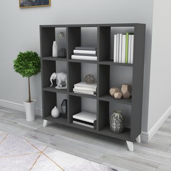 Librería Svedala 9 Compartimientos Aglomerado 100 X 88 X 20 Cm - Antracita [en.casa]