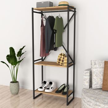 Perchero Burro Hvorslev Con Estante Metal 145 X 89 X 33 Cm Negro [en.casa]  con Ofertas en Carrefour