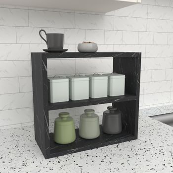 Estantería De Cocina Hjo 2 Niveles Aglomerado 40 X 44 X 20 Cm Mármol Negro [en.casa]