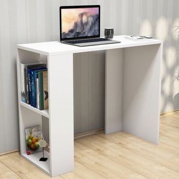 Escritorio Östhammar con soporte para monitor aglomerado 74 x 90 x 60 cm  blanco [en.casa]