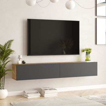 Mueble TV suspendido Lapinlahti Aglomerado 180x32x30 cm roble