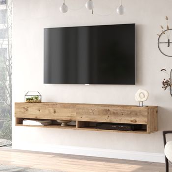 Mueble De Tv De Aglomerado De Madera Homcom 140x30x32cm-blanco Negro con  Ofertas en Carrefour