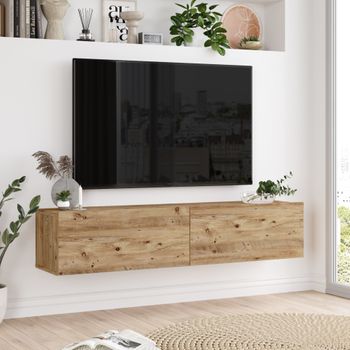 Mueble Tv Suspendido Paltamo Aglomerado 180 X 31 X 30 Cm - Roble Oscuro  [en.casa] con Ofertas en Carrefour