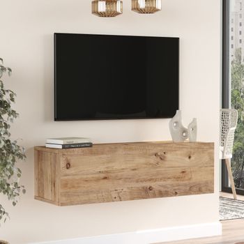 Mueble Tv Suspendido Vihti Aglomerado 180 X 31 X 30 Cm - Roble Negro  [en.casa] con Ofertas en Carrefour