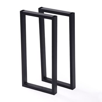 [en.casa] Juego De 2 Patas De Mesa Møldrup Acero 56 X 27 Cm Negro Mate