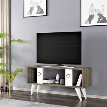 Mueble De Tv Norsjö Aglomerado/plástico 45 X 95 X 30 Cm Nogal / Blanco [en.casa]