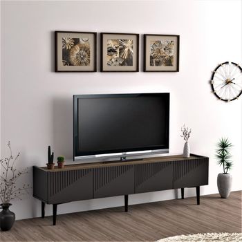 Mueble De Tv Oppdal Aglomerado/plástico 45 X 154 X 37 Cm Antracita / Nogal [en.casa]