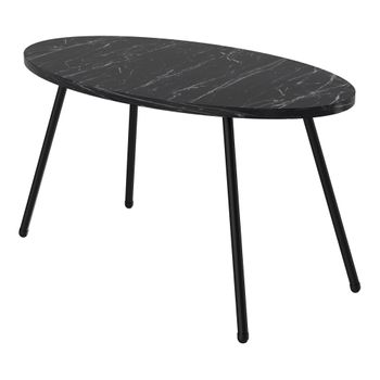 Mesa De Centro Skærbæk Ovalada Aglomerado Y Metal 43 X 90 X 50 Cm - Mármol Negro [en.casa]