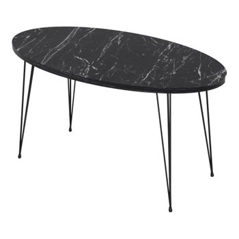 Mesa De Centro Skævinge Ovalada Aglomerado Y Metal 43 X 90 X 50 Cm - Mármol Negro [en.casa]