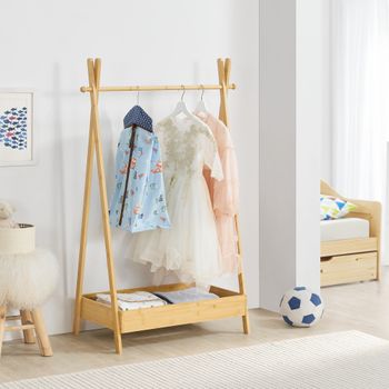 Perchero Burro Infantil Sola Con 1 Barra Zapatero Bambú 126 X 73 X 42 Cm Natural [en.casa]