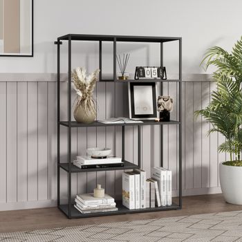 Librería Sievi De 4 Niveles Acero 126x85x35cm - Negro Mate [en.casa]