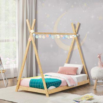 Cama Infantil Vimpeli Tipi Indio Bambú 80 X 160 Cm - Madera Natural [en.casa]