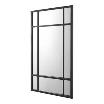 Espejo De Pared Colobraro Rectangular Para Baño Mdf 90 X 60 Cm - Negro Mate [en.casa]