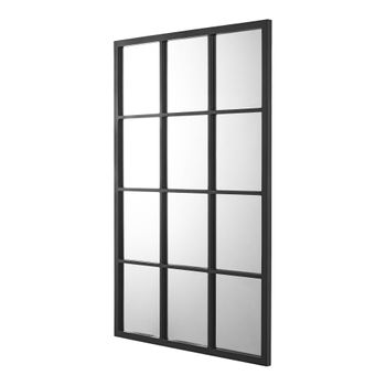 Espejo Cuadriculado De Pared Cupello Con 12 Piezas Cuadradas Mdf 90 X 60 Cm - Negro Mate [en.casa]