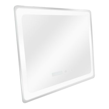 Espejo De Pared Con Led Casoli Para Baño Antivaho Reloj Aluminio + Cristal 50 X 70 X 3,5 Cm - Plateado [pro.tec]