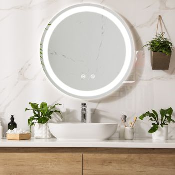 Espejo De Pared Con Led Racale Para Baño Ip65 Con Reloj Antivaho Y Lupa  Aluminio 70 X 50 X 3 Cm - Blanco [pro.tec] con Ofertas en Carrefour