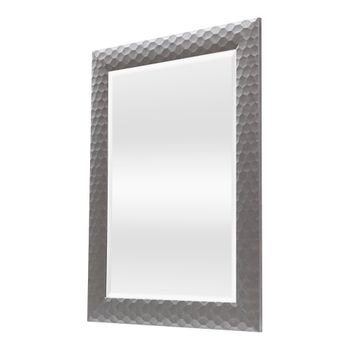 Espejo De Pared Ocre Rectangular Con Ganchos Plástico 84 X 64 Cm - Gris Plateado [en.casa]