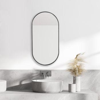 Espejo De Pared Ovalado Picciano Aluminio - 30 X 60 Cm - Negro Mate [en.casa]