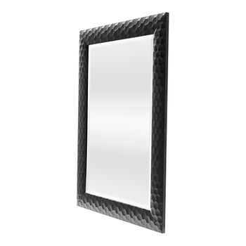 Espejo De Pared Ocre Rectangular Con Ganchos Plástico 84 X 64 Cm - Negro [en.casa]