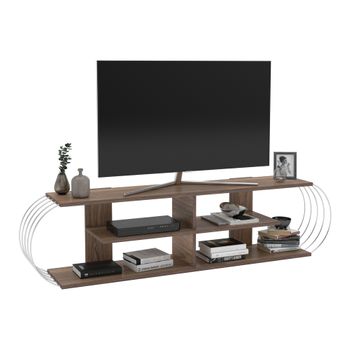 Mueble Tv Melamina Madera Acero Inoxidable Homcom 120x39,5x52cm-roble con  Ofertas en Carrefour