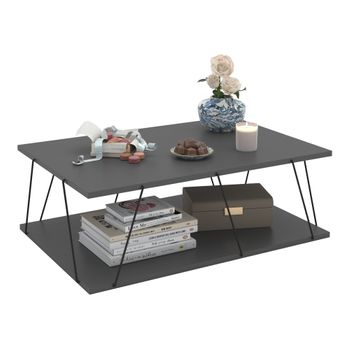 Mesa De Centro Saltdal Con Estante Aglomerado 91 X 62 X 30 Cm -  Antracita/negro [en.casa]