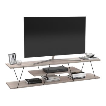 Mueble De Salón Tv Säffle Aglomerado/metal 143 X 33 X 30 Cm - Roble/negro [en.casa]