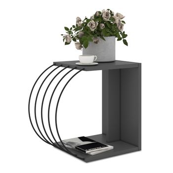 Mesa Auxiliar Vefsn Aglomerado/metal Con Estante 46 X 30 X 42 Cm - Antracita / Negro [en.casa]