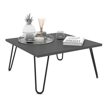 Mesa De Centro Vindeln Con Patas De Horquilla Aglomerado/metal 60 X 60 X 30 Cm - Antracita / Negro [en.casa]