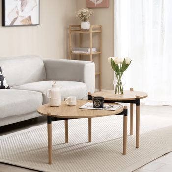 Set De 4 Mesas De Centro Nido Højer Aglomerado/haya 48 X 77 X 77 Cm Efecto  Madera [en.casa] con Ofertas en Carrefour