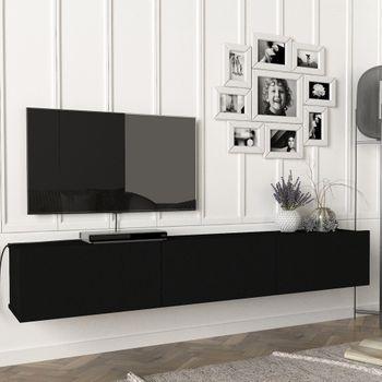 Mueble Tv Suspendido Vihti Aglomerado 180 X 31 X 30 Cm - Negro [en.casa]