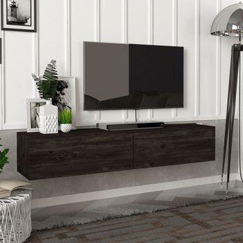 Mueble Tv Suspendido Toivakka Aglomerado 135 X 31 X 25 Cm - Roble Negro [en.casa]