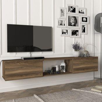 Mueble Tv Suspendido Laitila Aglomerado 180x32x30 Cm - Roble Oscuro Y  Efecto Hormigón [en.casa] con Ofertas en Carrefour