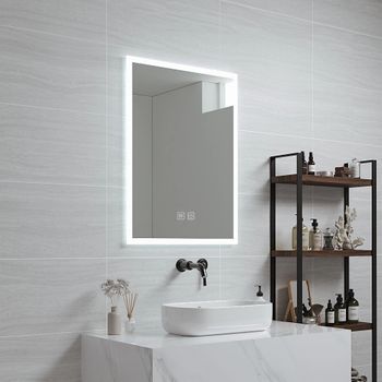 Espejo De Pared Con Led Scafa Para Baño Ip65 Con Antivaho Aluminio 60 X 45 X 3 Cm - Blanco [en.casa]