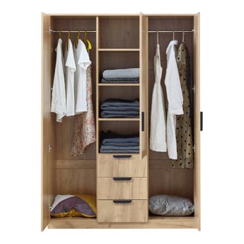 Armario Ropero Sabiote Con 2 Puertas Abatibles En Roble Natural 184 Cm(alto)81  Cm(ancho)52 Cm(largo) , Color - Natural con Ofertas en Carrefour