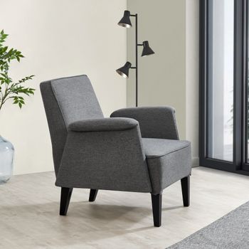 Sillón Tapizado Diespeck Madera Contrachapada + Madera 82 X 79 X 77 Cm - Gris Oscuro [en.casa]