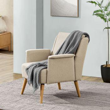 Sillón Tapizado Edling Madera Contrachapada + Madera 83 X 73 X 75 Cm - Beige [en.casa]