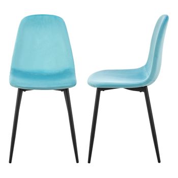 Juego De 2 Sillas De Comedor Nöstach Terciopelo Y Acero 87 X 44 X 51 Cm - Azul Menta [en.casa]