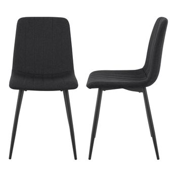 Juego De 2 Sillas De Comedor Elsern Tela (100% Poliéster) Y Acero 89 X 43 X 51 Cm - Negro [en.casa]