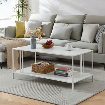 Mesa De Centro Kumlinge Rectangular 47x110x55 Cm - Blanco [en.casa]