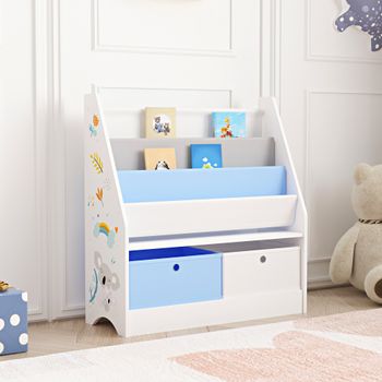 Estantería Para Niños Neda Con Motivo Koala 74 X 71 X 23 Cm Blanco/azul /gris [en.casa]