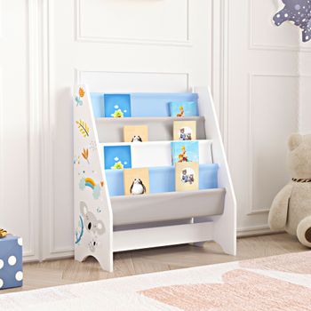 Estantería Para Niños Fisterra 4 Niveles Koala Aglomerado/poliéster 74 X 62 X 29 Cm Multicolor [en.casa]