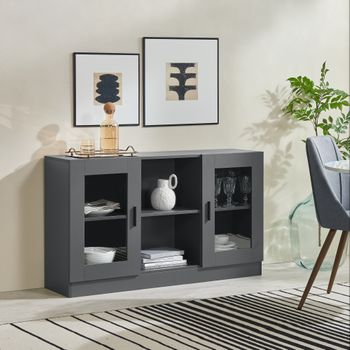 Aparadores Para Salón, Gran Capacidad De Almacenaje, 200x87x35cm, 4  Puertas, Diseño Industrial, Estilo Moderno, Blanco Y Negro con Ofertas  en Carrefour