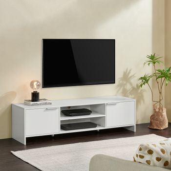 Mueble Tv Suspendido Laitila Aglomerado 100x32x30 Cm Roble Rústico / Blanco  [en.casa] con Ofertas en Carrefour