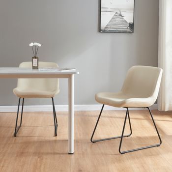 Juego De 2 Sillas De Comedor Kannus Cuero Sintético Y Metal 77 X 50 X 62 Cm - Beige Y Negro [en.casa]